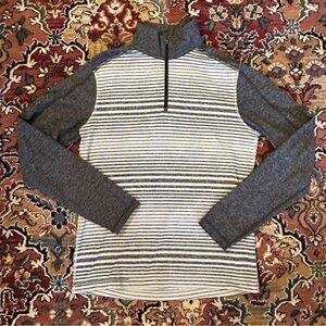 Lululemon Sweat Session 1/2 Zip LS Pullover Striped Heathered Black Silver Spoon